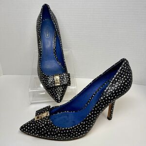 Coach Landrie Polka Dot Snakeskin Leather Pumps Bow Detail Heels Sz 8
